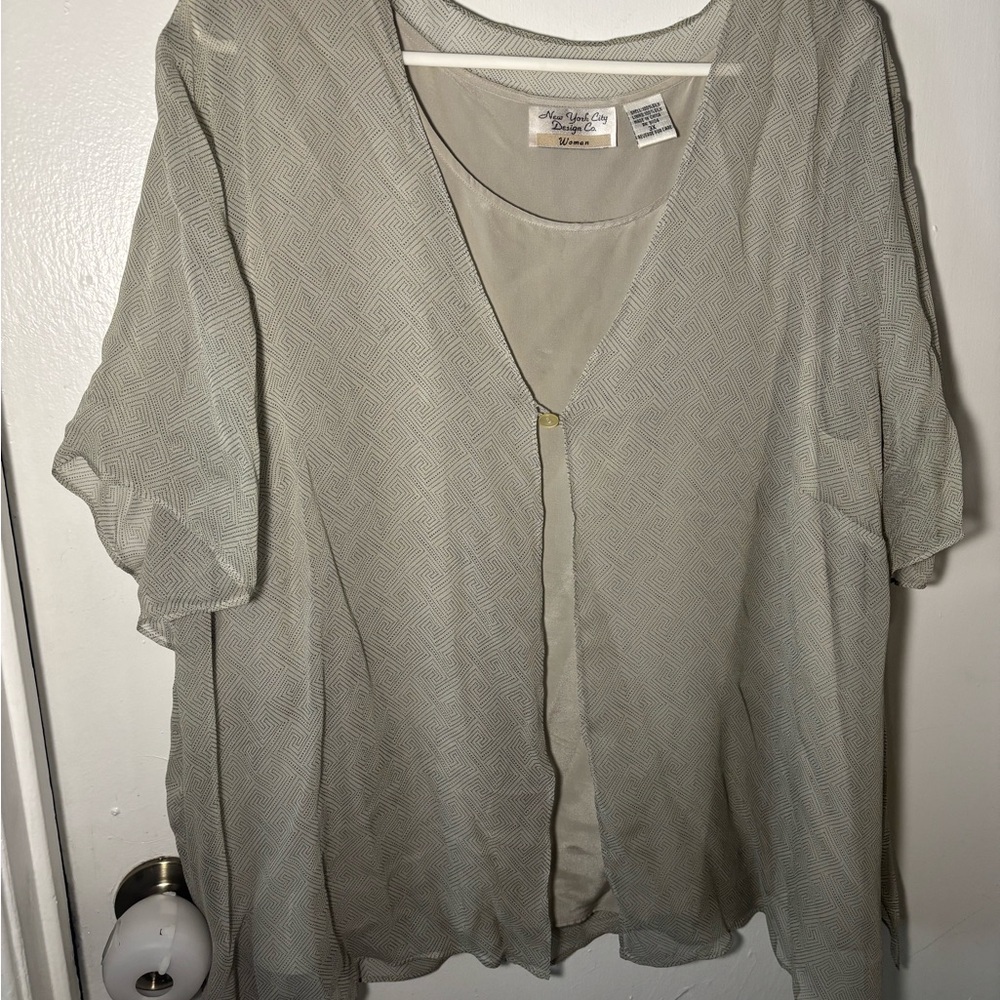 New York City Chiffon Blouse with Geometric Pattern